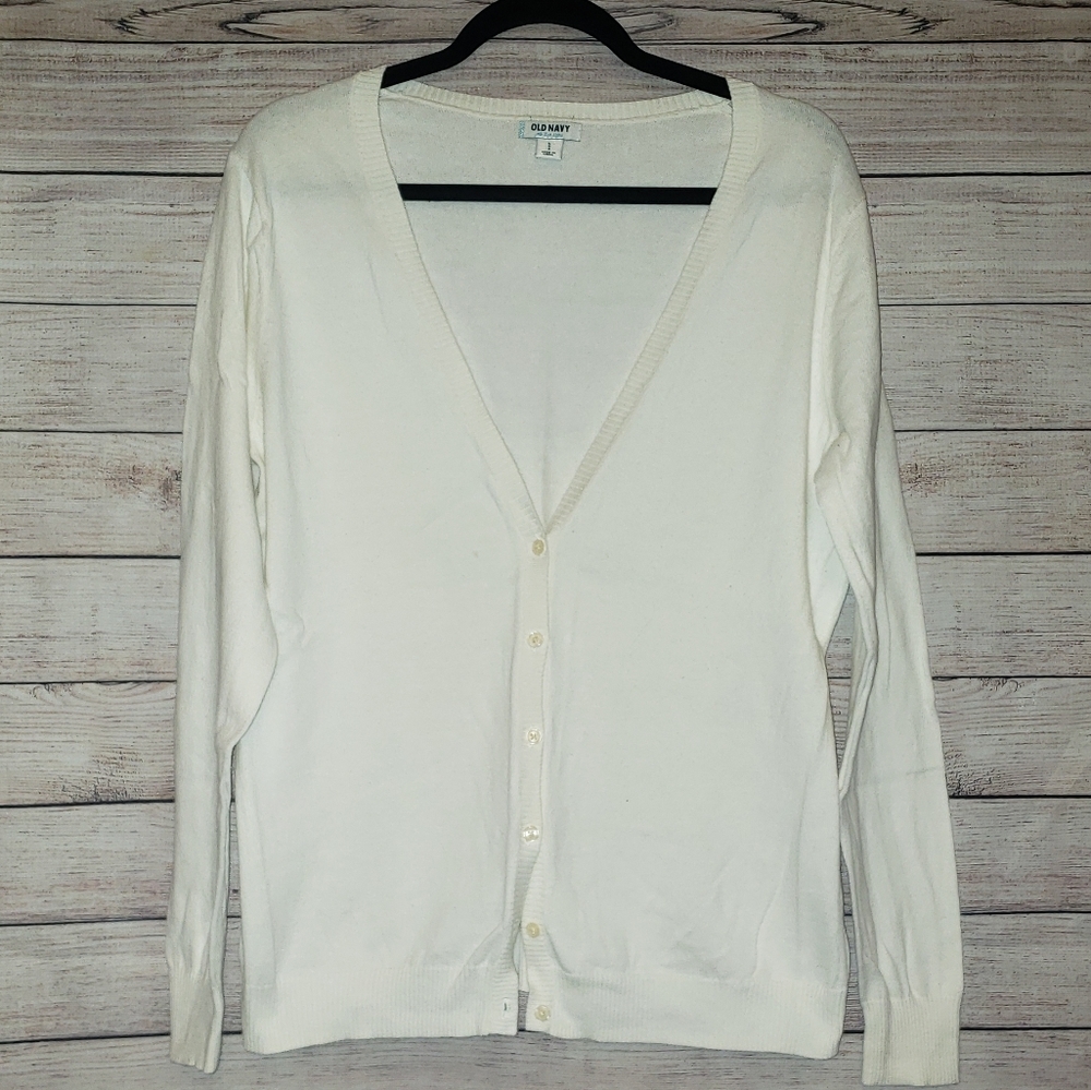 Old Navy White button-up cardigan Large